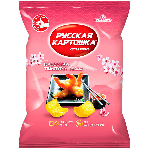 Чипсы Русская картошка картофельные со вкусом креветки темпура с васаби 105г