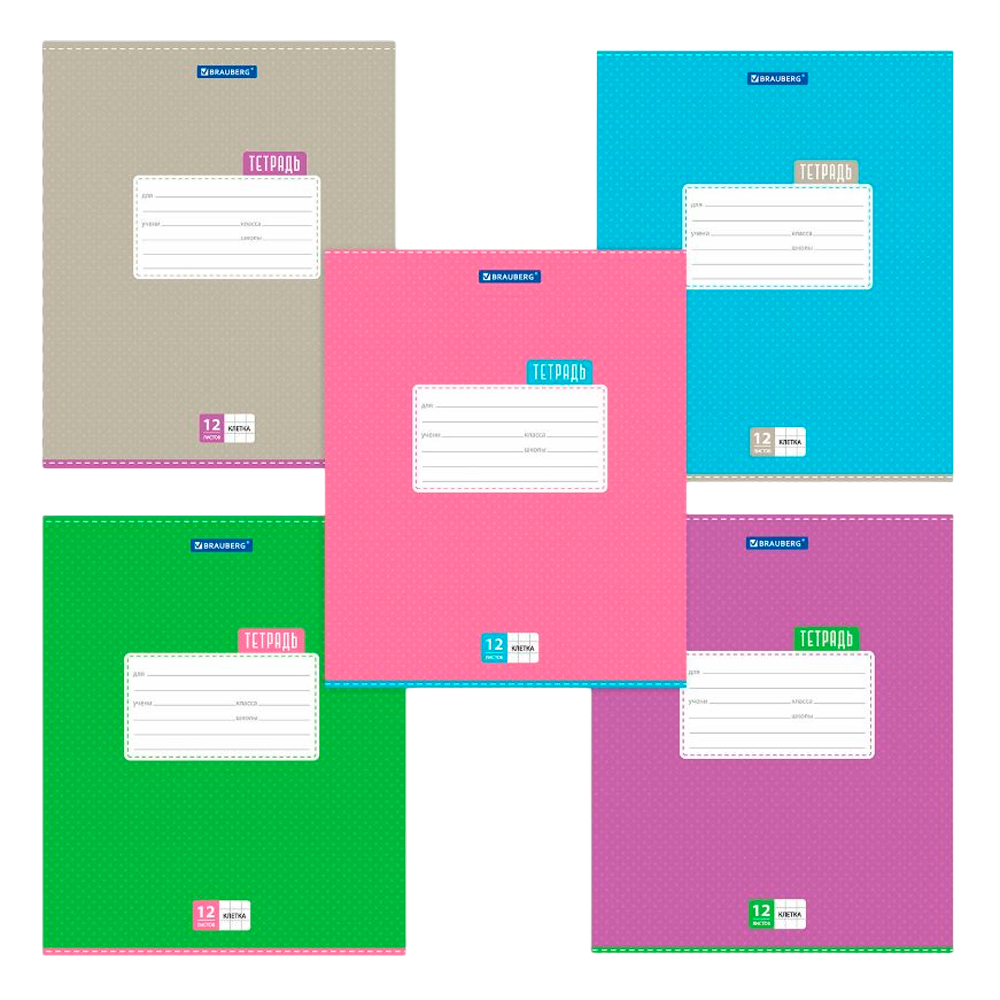 

Тетрадь Brauberg Точки А5 12 листов в клетку, цвет в ассортименте