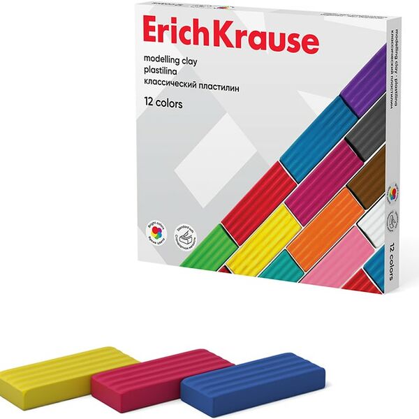 Пластилин Erich Krause Basic Классический 12 цветов