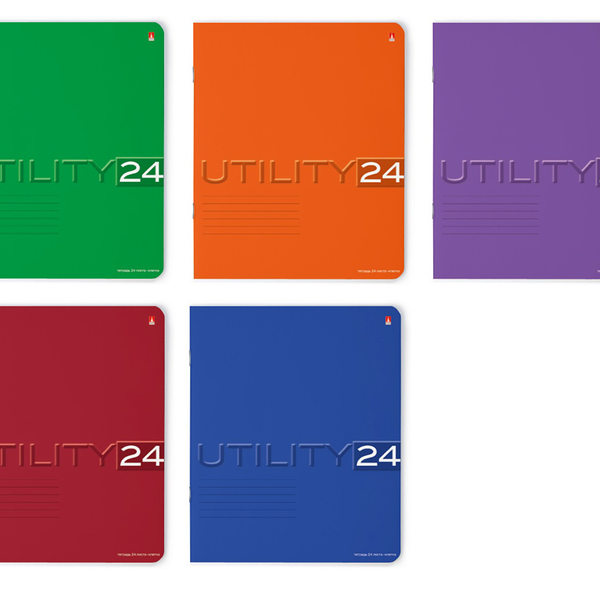 Тетрадь Альт Utility однотонная в линейку, 24 листа 1шт в ассортименте