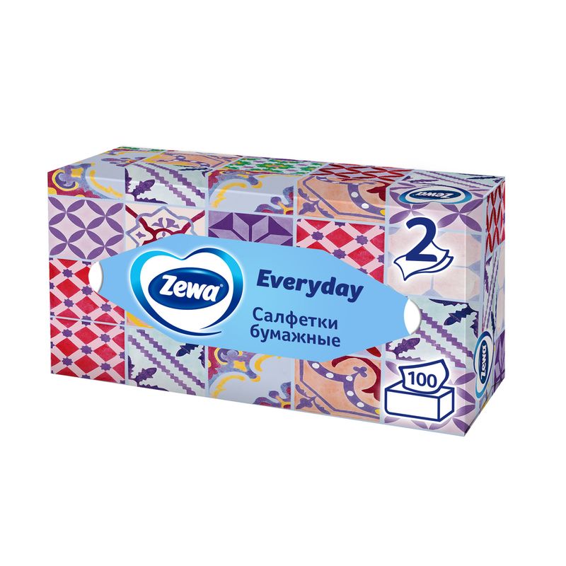 

Салфетки бумажные Zewa Everyday 100 шт дизайн упаковки в ассортименте