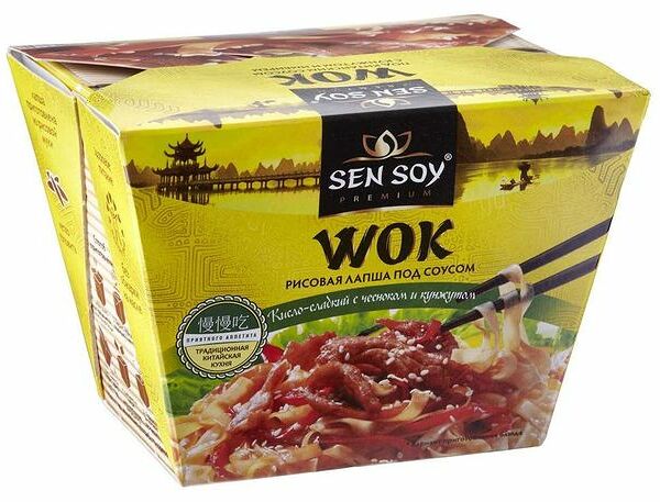 Лапша рисовая Sen Soy Wok под китайским соусом с чесноком и кунжутом 125 г