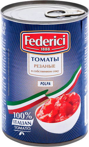 Томаты резаные FEDERICI в собственном соку, 425мл