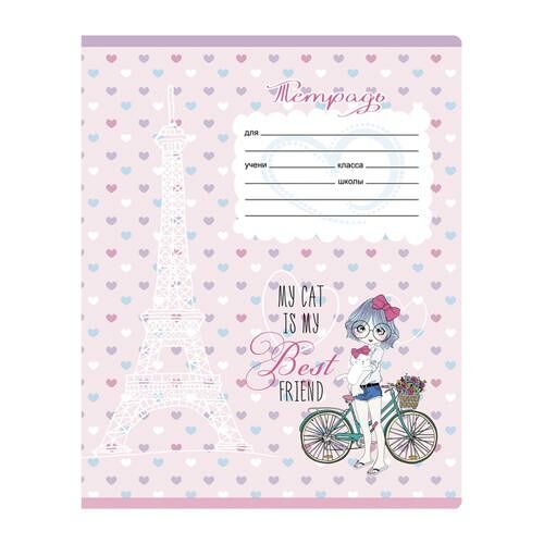 Тетрадь ученическая крупная клетка 12л Pretty Girl в ассортименте