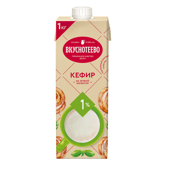 Кефир Вкуснотеево 1% 900мл