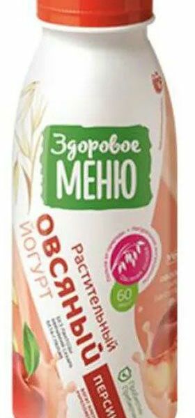 Йогурт питьевой овсяный - персик ТМ Здоровое меню 250мл