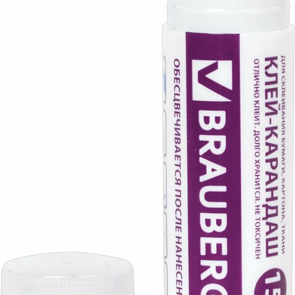 Клей-карандаш BRAUBERG обесцвечивающийся после высыхания, 15г