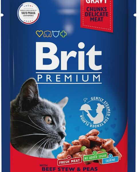 Влажный корм для кошек Brit Premium с говядиной и горошком 85г