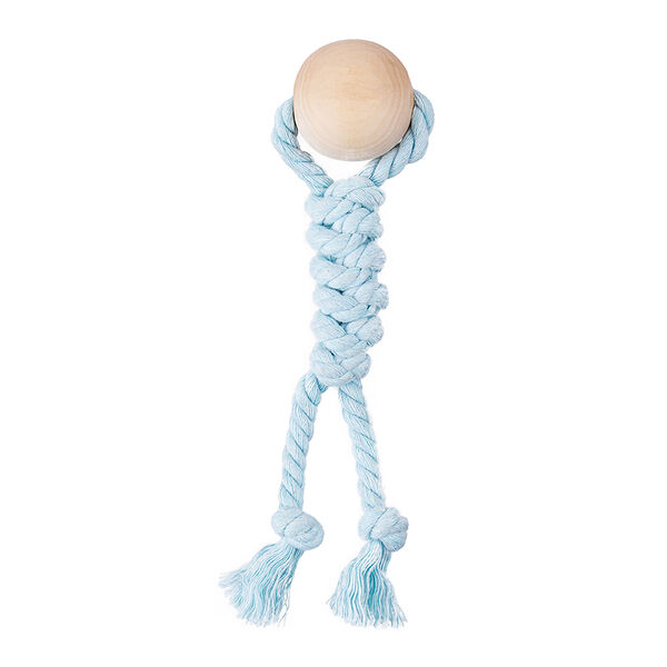 Игрушка для собак Шар 4 cм с канатом, голубой