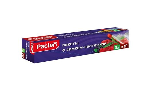 Пакеты с замком-застёжкой, Paclan, 27*28 см, 3 л, 10 шт., Китай