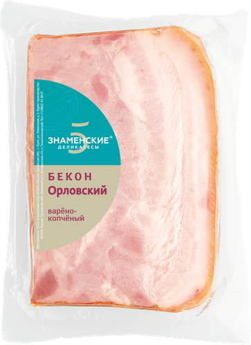 

Бекон Знаменский ветчинный дом Орловский варено-копченый 350 г