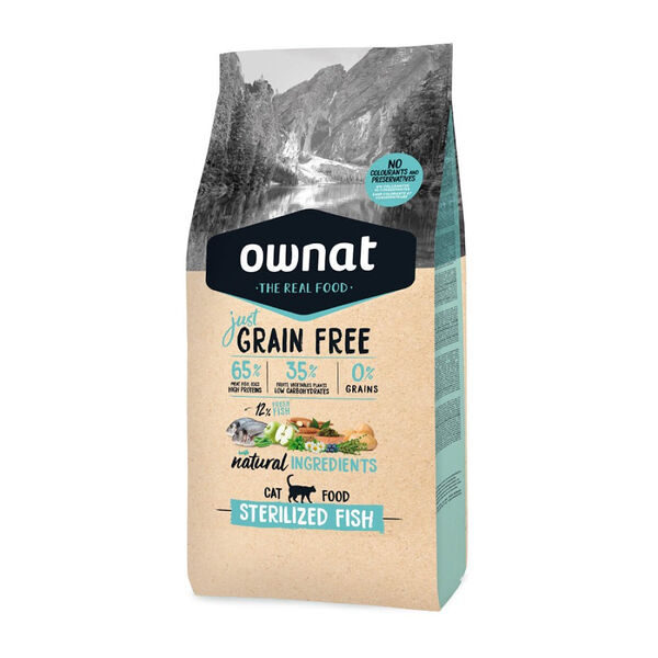 Grain Free Сухой корм Ownat для стерилизованных кошек, с рыбой, 1 кг