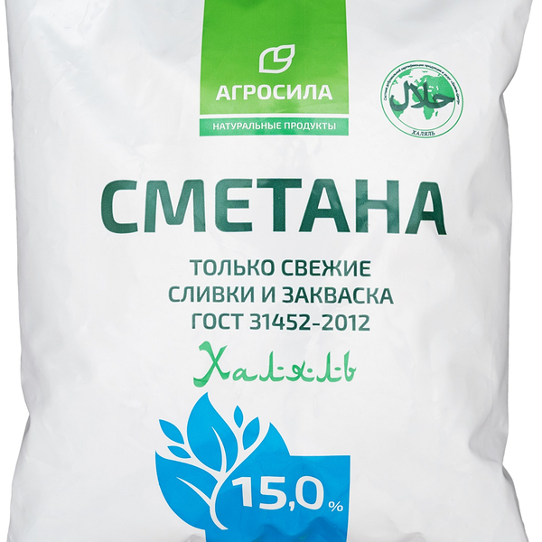 Сметана Агросила Халяль 15% 430 г