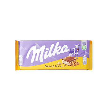 Шоколад молочный MILKA с молочной начинкой со вкусом ванили и кусочками печенья 100г