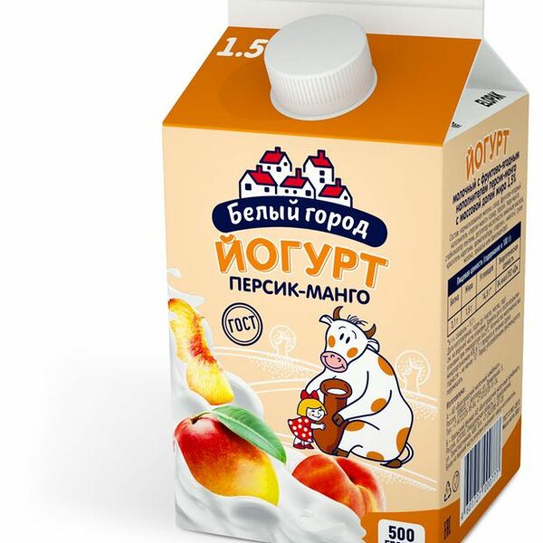 Йогурт питьевой Белый город персик-манго 1.5% 500г