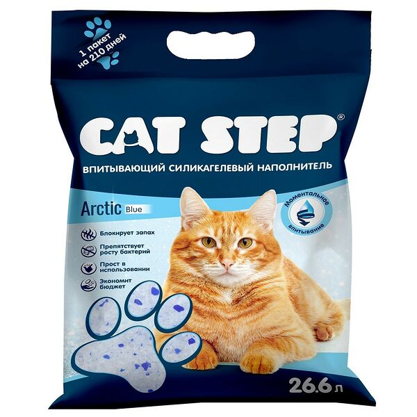 Наполнитель Cat Step Arctic Blue силикагелевый 26,6 л