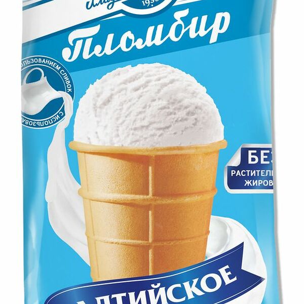 Мороженое Ленинградский Хладокомбинат №1 пломбир на сливках в вафельном стаканчике 70г