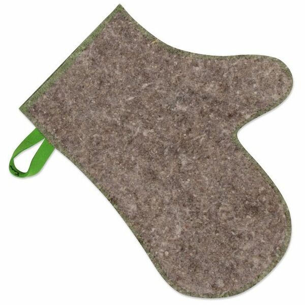 Рукавица для бани и сауны ГлавБаня войлочная серая, 28х22,5 см