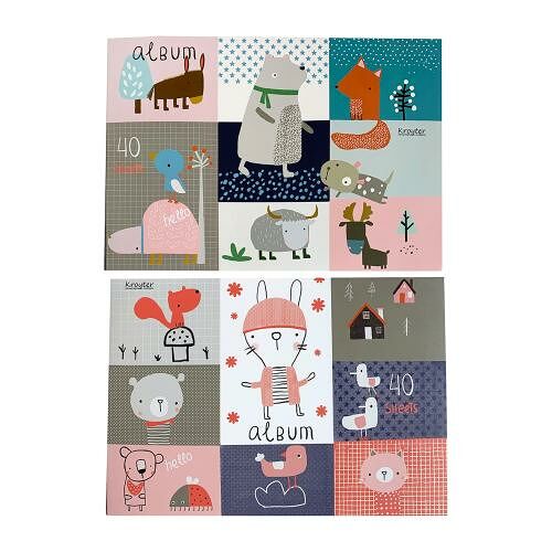 Альбом для рисования А4 40л Kroyter Звери склейка в ассортименте