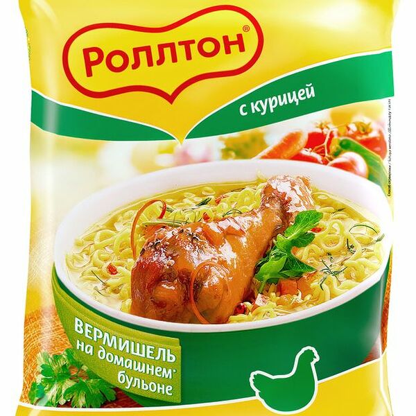 Вермишель Роллтон на домашнем бульоне со вкусом курицы 60г