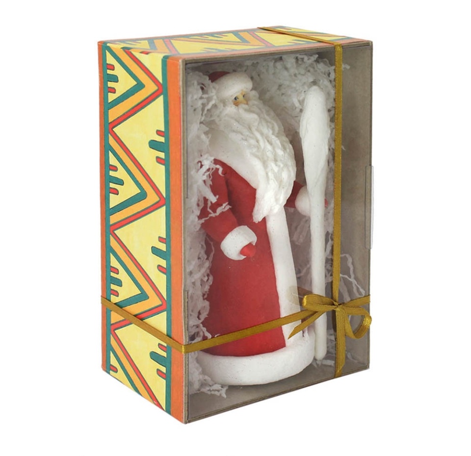 

Игрушка ёлочная ватная «Дед Мороз с посохом» в подарочной коробке, «Душистыя радости», 14 см, Россия