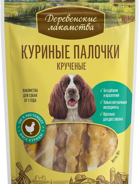 Лакомство для собак Деревенские лакомства Куриные палочки 90г