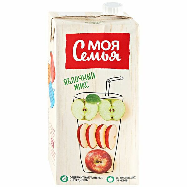 Напиток сокосодержащий Моя семья Яблочный микс яблоко, 1.93 л