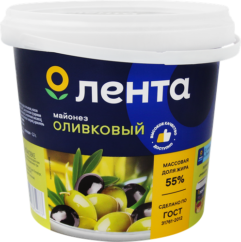Майонез ЛЕНТА Оливковый 55%, 800мл