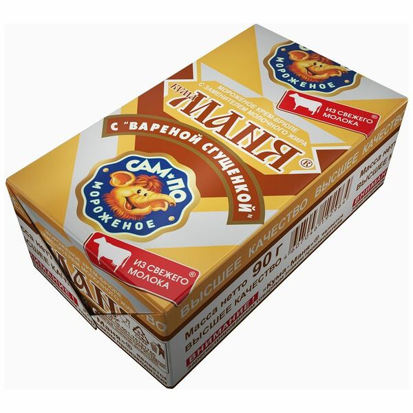 Мороженое Сам-По Кума Маня сливочное крем-брюле с вареной сгущенкой, брикет 90 г