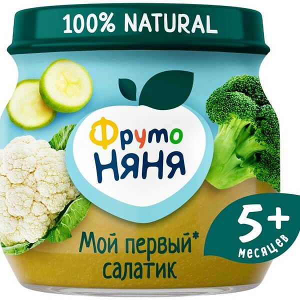 Пюре ФрутоНяня Мой первый салатик из Брокколи Кабачков и цветной капусты с 5 месяцев 80г