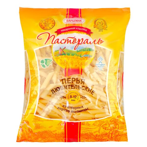 Макаронные изделия Пастораль Перья любительские гр.В 1 класс вес 900г.