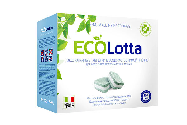 Таблетки для посудомоечных машин EcoLotta All in 1 30 шт + 1шт очиститель