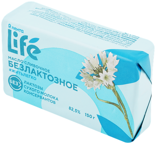 

Масло сливочное ЛЕНТА LIFE безлактозное 82,5%, без змж