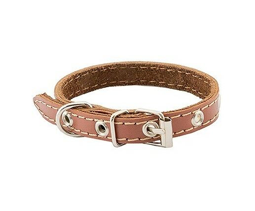 HOMEPET ошейник для собак кожаный простой двойной простроченный двухслойный 41-53 см., Коричневый