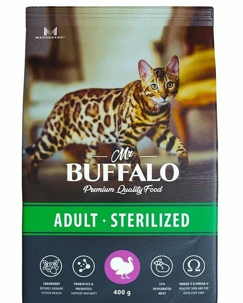 Mr.Buffalo Adult sterilized сухой корм для взрослых стерилизованных кошек Индейка