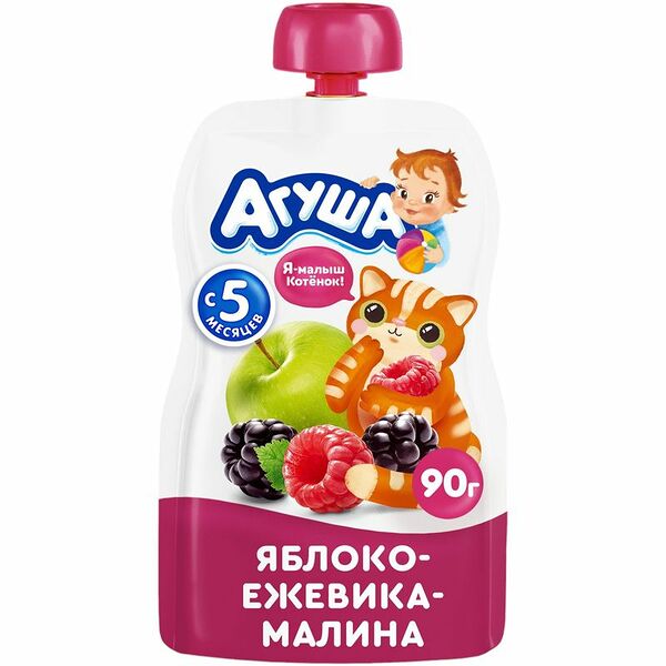 Фруктовое пюре Агуша ежевика-малина-яблоко, с 5 месяцев