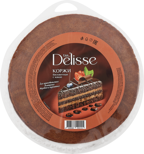 

Коржи бисквитные DELISSE темные, с какао, 400г