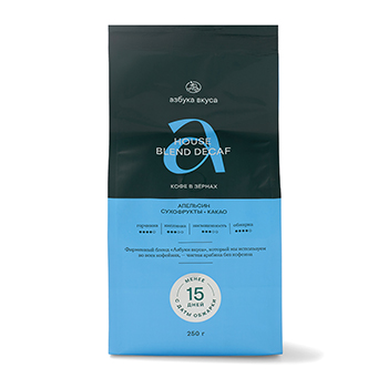 

Кофейная смесь в зёрнах Азбука вкуса House Blend Decaf: 100% Арабика 250 г Россия
