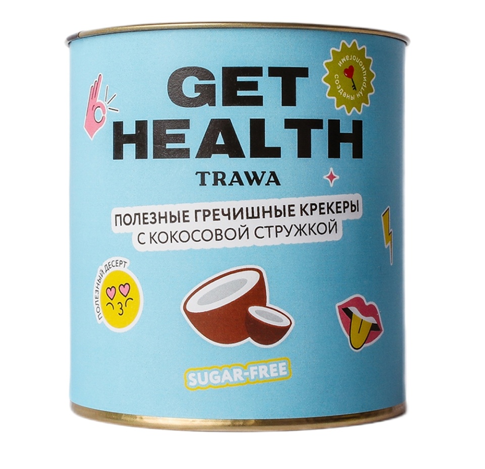 

Крекеры гречишные Trawa & Get Health (без глютена, без сахара) тубус 60 г