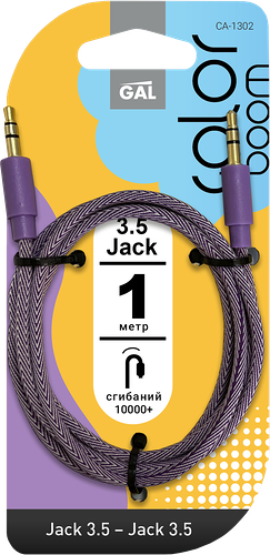 Кабель Gal 3.5 Jack plug-3.5 Jack plug L=1, нейлон 