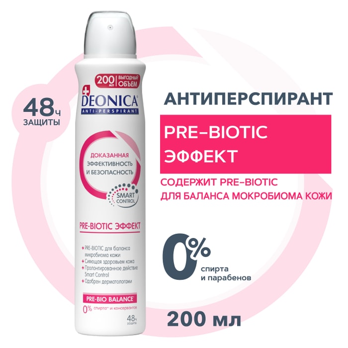 

Антиперспирант спрей Deonica Pre-Biotic Эффект 200 мл
