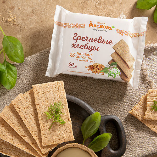 Хлебцы хрустящие гречневые МясновЪ Пекарня запеченные