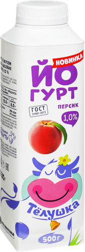 

Йогурт питьевой ТЕЛУШКА Персик 1%, без змж, 500г
