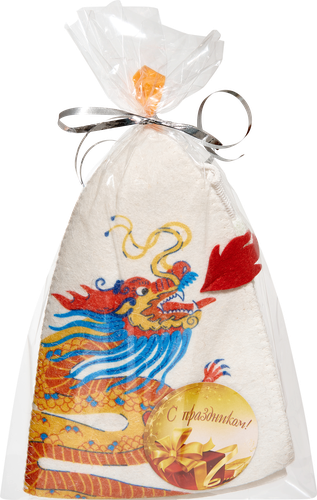 

Набор для бани и сауны ГЛАВБАНЯ Огненный дракон, шапка и мочалка, Арт. Б32398Л