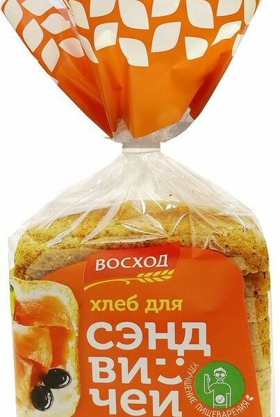 Хлеб Восход для сэндвичей с пшеничными отрубями нарезанная часть изделия 380 г
