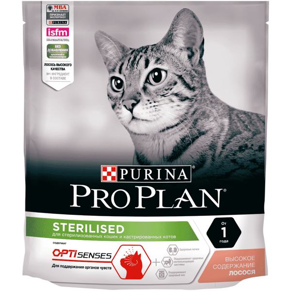 Корм для стерилизованных кошек Purina Pro Plan Sterilised Optisenses для поддержания органов чувств с лососем