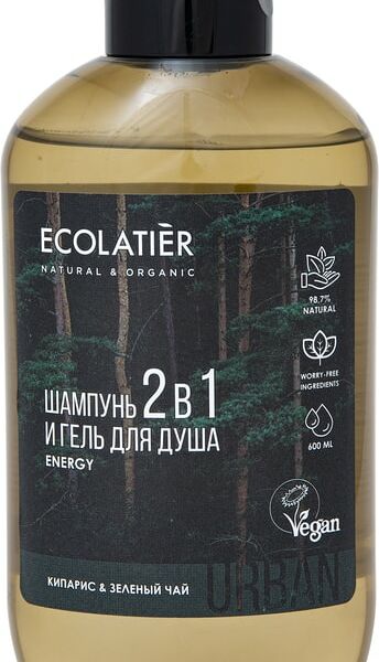 Гель для душа и шампунь Ecolatier 2в1 Кипарис и Зеленый чай 600мл