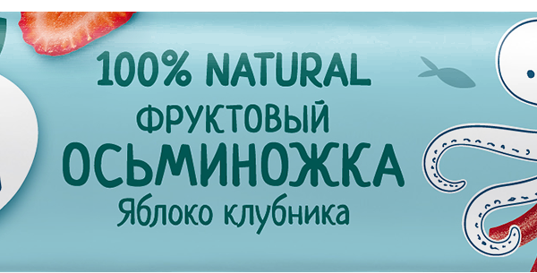 Фруктовые кусочки из яблок и клубники Осьминожка 16г ДП ФрутоНяня