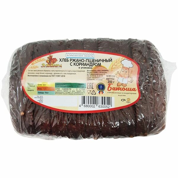 Хлеб Батоша ржано-пшеничный с кориандром 350г