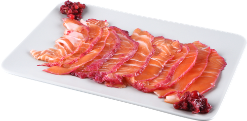 

Лосось слабосоленый с брусникой, филе, весовой